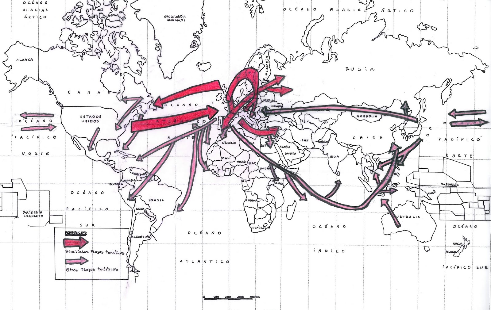 GEOGRAFIA MUNDIAL 3: Mapa De flujos turisticos